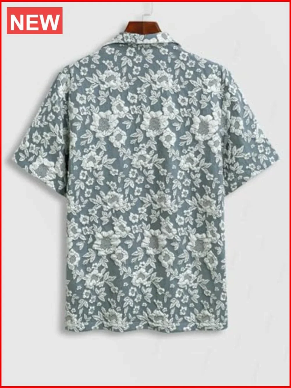 Men's Short Sleeve Button Down Shirt with Floral Print - Picture 5 of 7